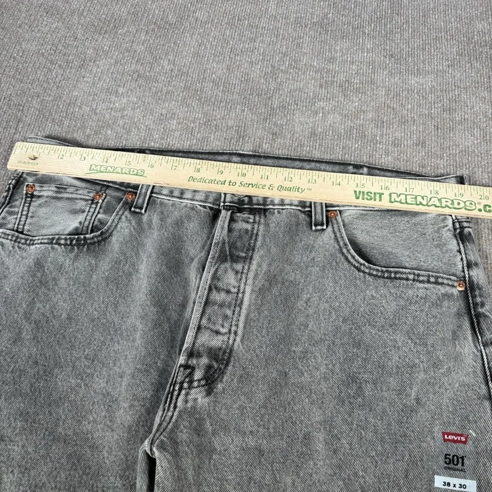 Levis 501 Jeans Mens 38x30 Original Fit Straight Leg Gray‎ Denim Cotton NWOT